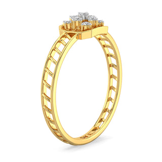 Grid Mesh Diamond Ring-Yellow Gold