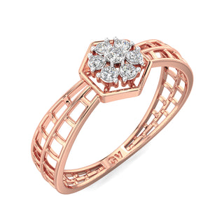 Hexagon Mesh Diamond Ring-Rose Gold