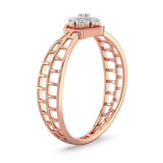 Hexagon Mesh Diamond Ring-Rose Gold