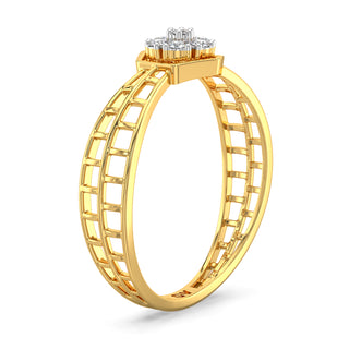 Hexagon Mesh Diamond Ring-Yellow Gold