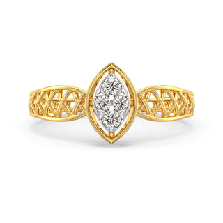 Mesh Petal Diamond Ring-Yellow Gold