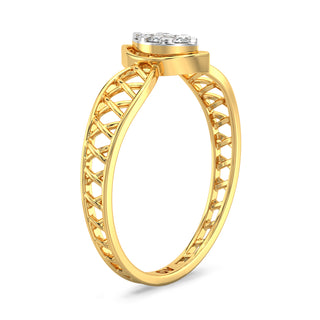 Mesh Petal Diamond Ring-Yellow Gold