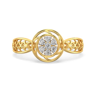 Aurora Halo Mesh Diamond Ring-Yellow Gold