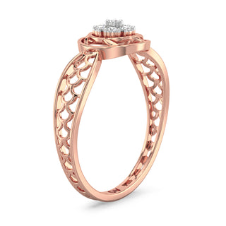 Aurora Halo Mesh Diamond Ring-Rose Gold