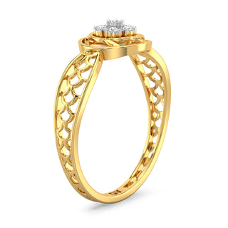 Aurora Halo Mesh Diamond Ring-Yellow Gold