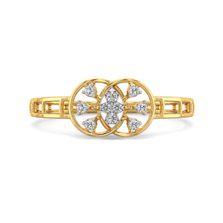 Weave Mesh Diamond Ring-Yellow Gold