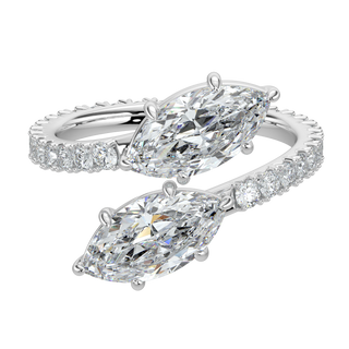 Marquise French Pave LGD Solitaire Ring-White Gold