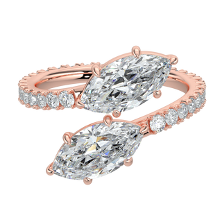 Marquise French Pave LGD Solitaire Ring-Rose Gold
