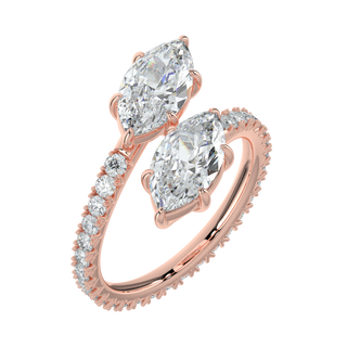 Marquise French Pave LGD Solitaire Ring-Rose Gold