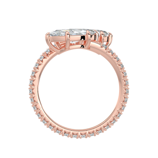 Marquise French Pave LGD Solitaire Ring-Rose Gold