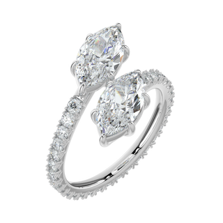 Marquise French Pave LGD Solitaire Ring-White Gold