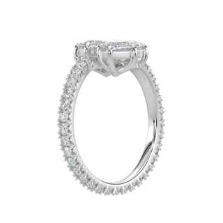 Marquise French Pave LGD Solitaire Ring-White Gold