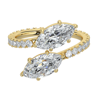 Marquise French Pave LGD Solitaire Ring-Yellow Gold