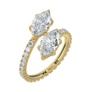 Marquise French Pave LGD Solitaire Ring-Yellow Gold