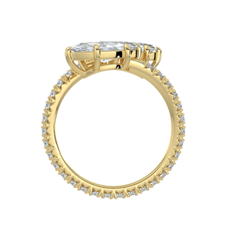 Marquise French Pave LGD Solitaire Ring-Yellow Gold