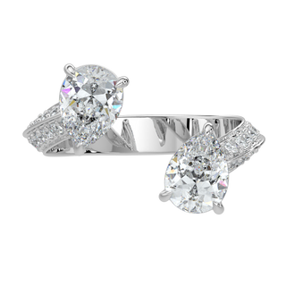 Dual Pear LGD Solitaire Ring-White Gold