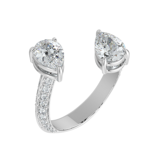 Dual Pear LGD Solitaire Ring-White Gold