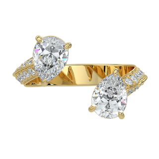 Dual Pear LGD Solitaire Ring-Yellow Gold