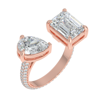 Emerald Pear LGD Solitaire Ring-Rose Gold