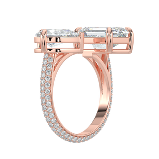 Emerald Pear LGD Solitaire Ring-Rose Gold