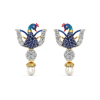 Enchanted Peacock Earrings-Yellow Gold