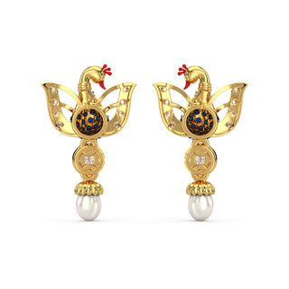 Enchanted Peacock Earrings-Yellow Gold