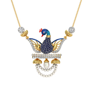 Enchanted Peacock Pendant-Yellow Gold