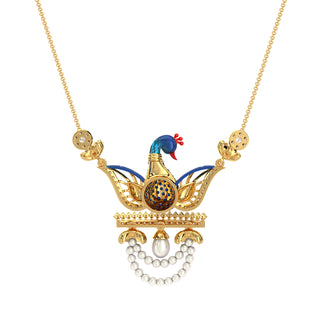 Enchanted Peacock Pendant-Yellow Gold