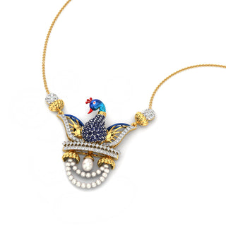 Enchanted Peacock Pendant-Yellow Gold