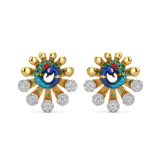 Sparkle Peacock Earrings-Yellow Gold