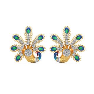 Luminescent Peacock Earrings-Yellow Gold