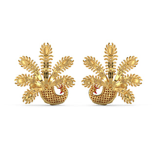Luminescent Peacock Earrings-Yellow Gold