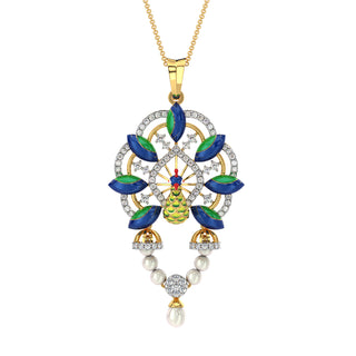 Regal Peacock Pendant-Yellow Gold