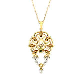 Regal Peacock Pendant-Yellow Gold