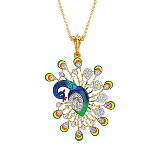 Royal Feather Peacock Pendant-Yellow Gold