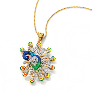 Royal Feather Peacock Pendant-Yellow Gold