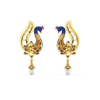 Peacock Treasures Earrings-Yellow Gold
