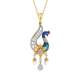 Peacock Treasures Pendant-Yellow Gold