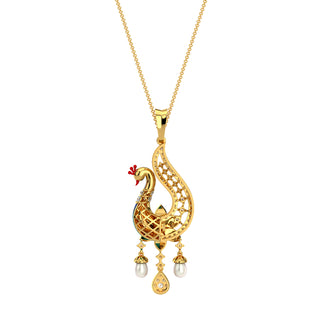 Peacock Treasures Pendant-Yellow Gold