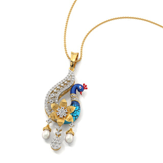 Peacock Treasures Pendant-Yellow Gold