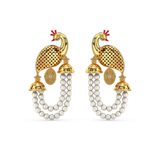 Radiant Peacock Pearl Earrings-Yellow Gold