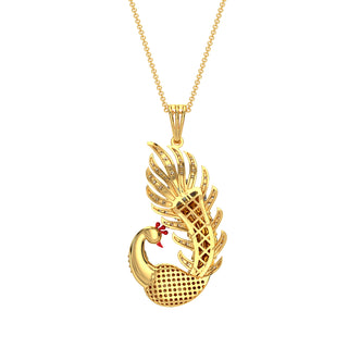 Dazzling Peacock Pendant-Yellow Gold