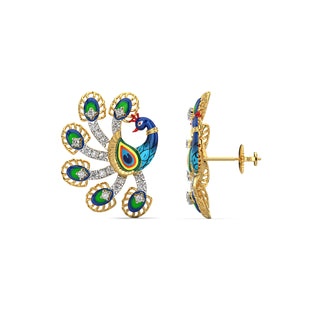 Gilded Peacock Diamond Earrings-Yellow Gold