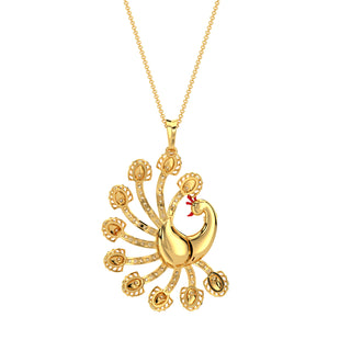 Gilded Peacock Diamond Pendant-Yellow Gold