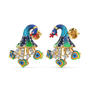 Grace Peacock Earrings-Yellow Gold