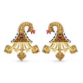 Grace Peacock Earrings-Yellow Gold