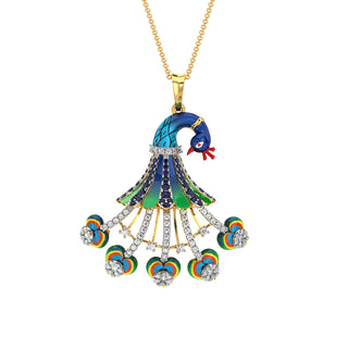 Grace Peacock Pendant-Yellow Gold