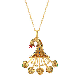 Grace Peacock Pendant-Yellow Gold