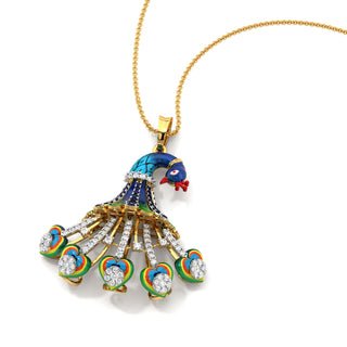 Grace Peacock Pendant-Yellow Gold