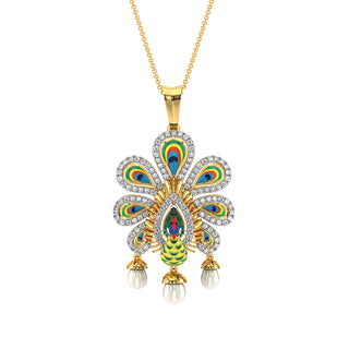 Aura Peacock Pendant-Yellow Gold